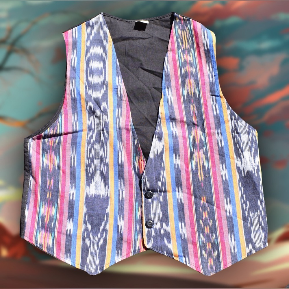 Vintage Chi Chi Jacket Blanket Print Vest Sz M